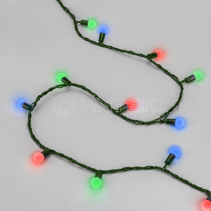 Гирлянда светодиодная "Мультишарики" 20м d15мм 200LED мульти (RG/RB) 11Вт 230В IP44 мигание провод зел. Neon-Night 303-609 изображение, фото