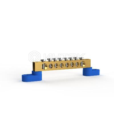 Шина нулевая 6х9мм 8 отвер. латунь У2-С на двух угловых изоляторах TOKOV ELECTRIC TKE-BSB-69-8-L2/N изображение, фото