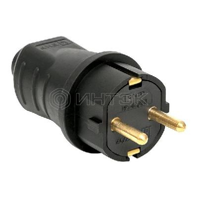 Вилка прямая 16А 2P+PE 230В IP44 каучук черн. EKF RPS-011-16-230-44 изображение, фото