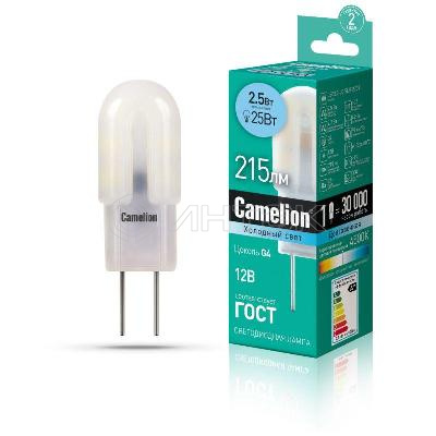 Лампа светодиодная LED2.5-JC-SL/845/G4 2.5Вт капсульная 4500К бел. G4 200лм 12В Camelion 12302 изображение, фото