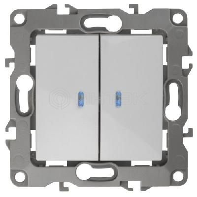 Выключатель 2-кл. СП Эра12 12-1105-01 10А IP20 250В 10AX с подсветкой механизм бел. Эра Б0014657 изображение, фото