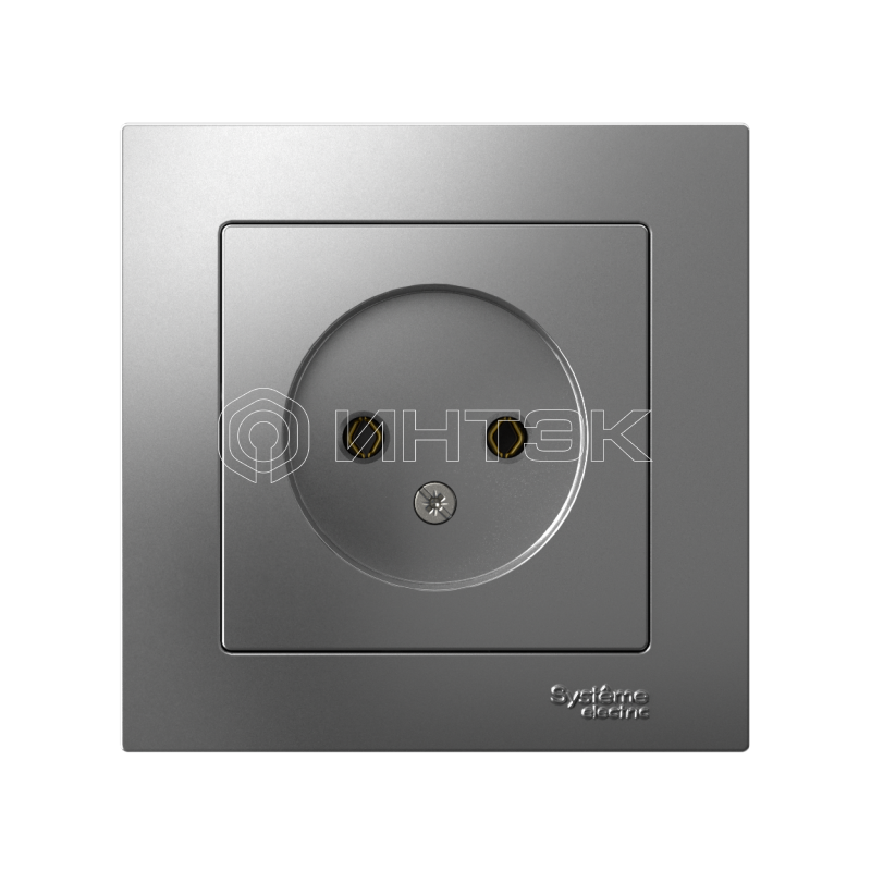 Розетка 1-м СП AtlasDesign 16А IP20 без заземл. в сборе сталь Systeme Electric ATN000940 изображение, фото