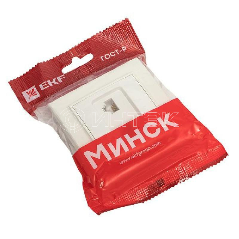 Розетка компьютерная 2-м СП Минск RJ45 бел. EKF ERK02-035-10 изображение, фото