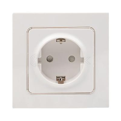 Розетка 1-м СП Стокгольм 16А IP20 с заземл. защ. шторки бел. PROxima EKF EXR16-028-10 изображение, фото