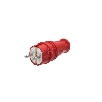Вилка прямая MultiSet 16А 2К+З 250В IP44 каучук красн. Systeme Electric MST4401RD изображение, фото