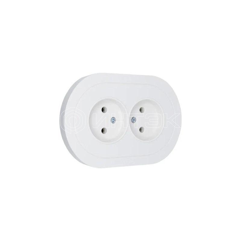 Розетка 2-м СП O Systeme ElectricN без заземл. ПБТ круглая бел. LEZARD 744-0200-128B изображение, фото
