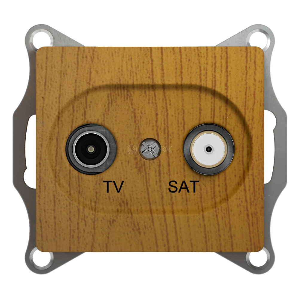 Розетка телевизионная оконечная TV/SAT 2-м СП Glossa 1дБ механизм дерево дуб Systeme Electric GSL000597 изображение, фото