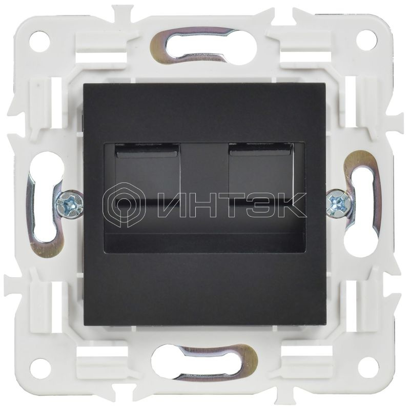 Розетка компьютерная двойн. RJ45 кат.5E SKANDY SK-K03Bl черн. IEK SK-K20-1-K02 изображение, фото