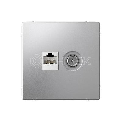 Розетка компьютерная + телевизионная 2-м СП ArtGallery RJ45 кат.5E + TV механизм алюм.  Systeme Electric GAL000389 изображение, фото