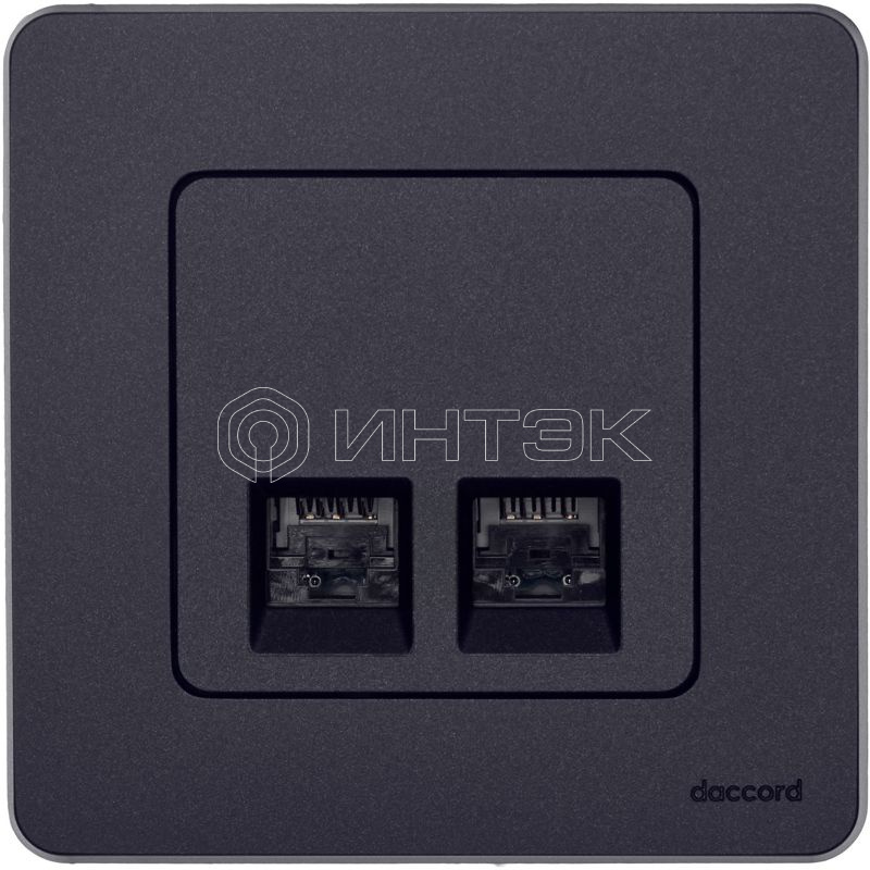 Розетка компьютерная 2-м Inspiria RJ45 кат.5E UTP антрацит IEK 673838 изображение, фото