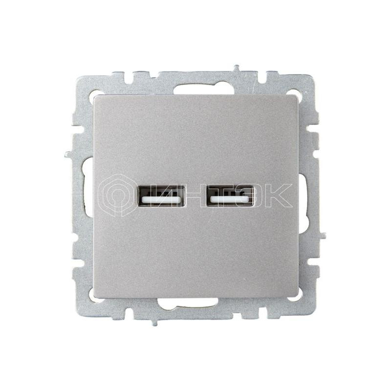 Розетка BRITE USB A+A 3.1А РЮ10-1-БрС механизм сталь IEK BR-U21-D31-K46 изображение, фото