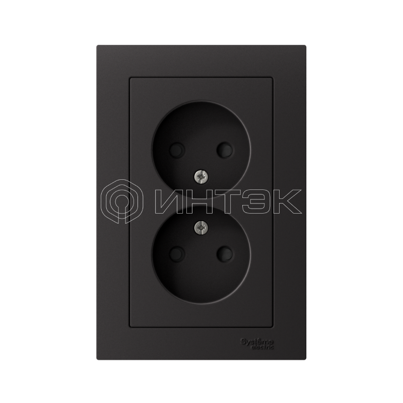 Розетка 2-м СП AtlasDesign 16А IP20 без заземл. защ. шторки в сборе карбон Systeme Electric ATN001022 изображение, фото