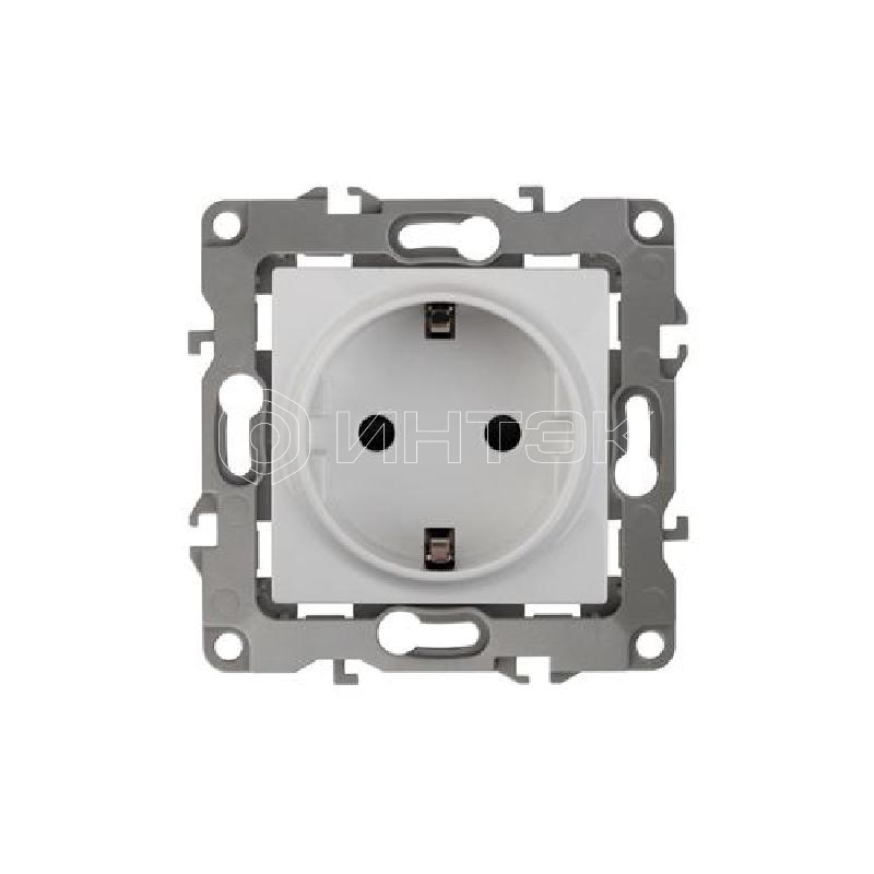 Розетка 1-м СП Эра12 12-2102-01 16А IP20 16AX 250В 2P+E Schuko защ. шторки механизм бел. Эра Б0014687 изображение, фото