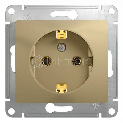 Розетка 1-м СП Glossa 16А IP20 с заземл. механизм титан  Systeme Electric GSL000443 изображение, фото