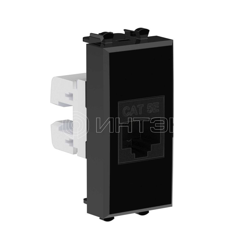 Розетка компьютерная 1мод. Avanti "Черный квадрат" RJ45 кат.5E без шторок модульная механизм DKC 4402661 изображение, фото