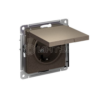 Розетка 1-м СП AtlasDesign 16А IP20 с заземл. защ. шторки с крышкой механизм мокко  Systeme Electric ATN000646 изображение, фото