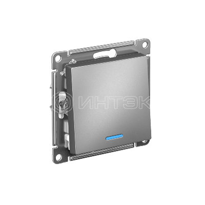 Выключатель 1-кл. СП AtlasDesign 10А IP20 (сх. 1а) 10AX с подсветкой механизм сталь  Systeme Electric ATN000913 изображение, фото