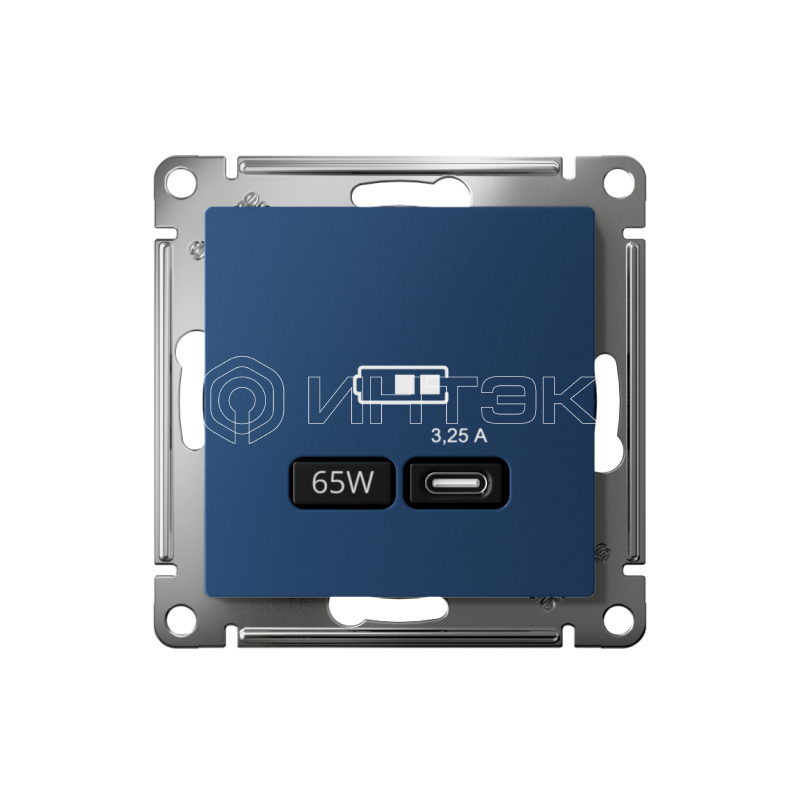 Розетка USB AtlasDesign тип C 65Вт высокоскор. ЗУ QC PD механизм аквамарин Systeme Electric ATN001127 изображение, фото