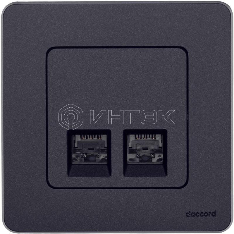 Розетка компьютерная 2-м Inspiria RJ45 кат.6 UTP механизм антрацит IEK 673843 изображение, фото