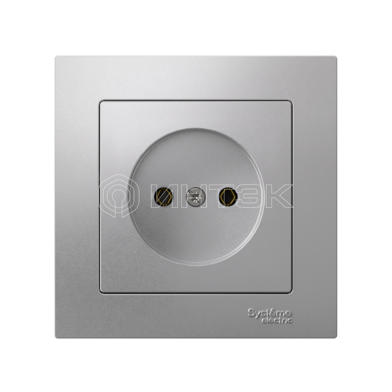 Розетка AtlasDesign 16А без заземл. быстрозажим. клем. в сборе алюм. Systeme Electric ATN000340S изображение, фото