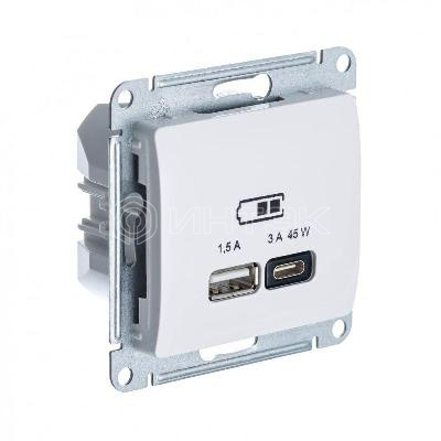 Розетка USB Glossa тип A+C 45Вт QC PD высокоскор. ЗУ механизм беж. Systeme Electric GSL000229 изображение, фото