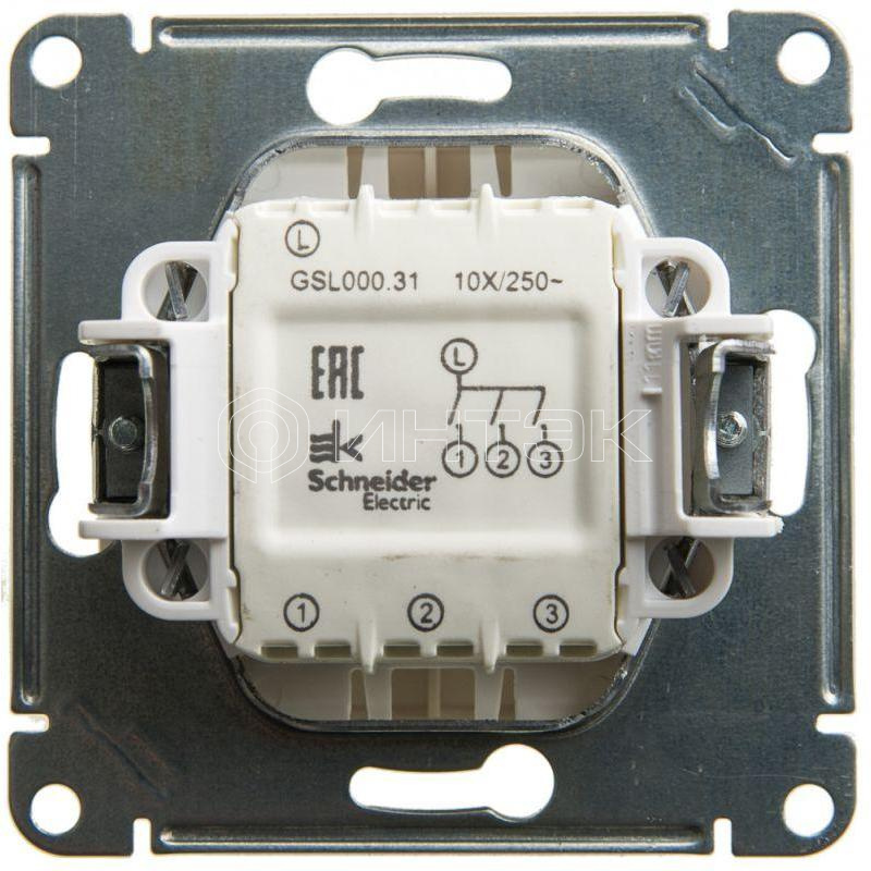 Выключатель 3-кл. СП Glossa 10А IP20 (сх. 3) 10AX механизм перламутр.  Systeme Electric GSL000631 изображение, фото