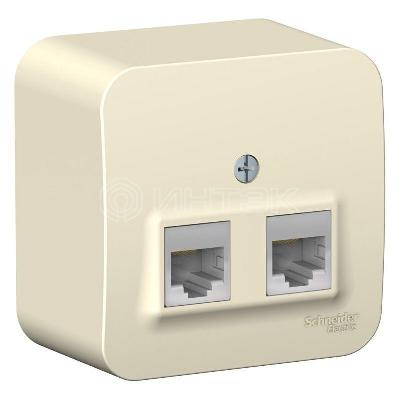Розетка компьютерная 2-м ОП Blanca RJ45 кат.5E с изолир. пластиной молочн. Systeme Electric BLNIA045452 изображение, фото