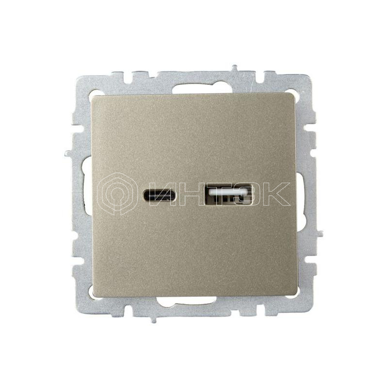 Розетка BRITE USB A+C 18Вт РЮ11-1-БрШ механизм шампань IEK BR-U22-018-K37 изображение, фото