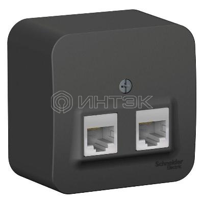 Розетка компьютерная 2-м ОП Blanca RJ45 кат.5E с изолир. пластиной антрацит Systeme Electric BLNIA045456 изображение, фото