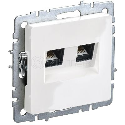 Розетка компьютерная двойн. СП RJ45 кат.5E BRITE РК10-2-БрБ механизм бел. IEK BR-K20-1-K01 изображение, фото