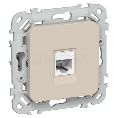 Розетка компьютерная СП FLITE РК5е-1-0-ФлЛ RJ45 кат.5E UTP механизм льняной IEK FI-K12-1-K88 изображение, фото
