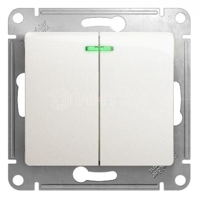 Выключатель 2-кл. СП Glossa 10А IP20 (сх. 5а) 10AX с подсветкой механизм перламутр.  Systeme Electric GSL000653 изображение, фото