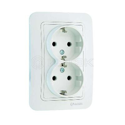 Розетка 2-м СП Lillium 16А IP20 с заземл. бел./бел. Makel 70082 изображение, фото