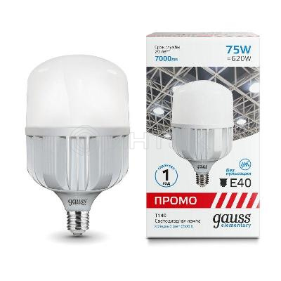Лампа светодиодная Elementary 75Вт T140 цилиндр 6500К холод. бел. E27 7000лм Promo GAUSS 60438 изображение, фото