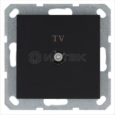 Розетка телевизионная оконечная TV Ф9.5мм механизм черн. матов. soft touch Jasmart G6001PB изображение, фото