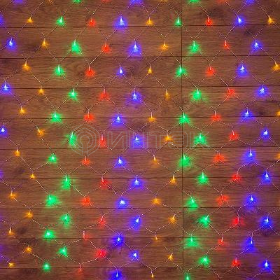 Гирлянда светодиодная "Сеть" 1.5х1.5м 150LED мультиколор 12Вт 220-240В IP20 с контроллером 8 режимов провод ПВХ прозр. Neon-Night 215-129 изображение, фото