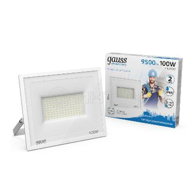 Прожектор светодиодный Elementary 100Вт 6500К IP65 9000лм 175-265В ДО бел. GAUSS 613120300 изображение, фото