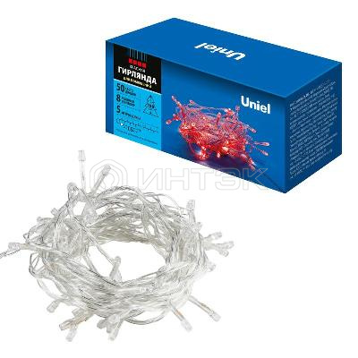 Гирлянда светодиодная ULD-S0500-050/DTA RED IP20 5м 50 LED красн. свет провод прозр. Uniel UL-00008665 изображение, фото