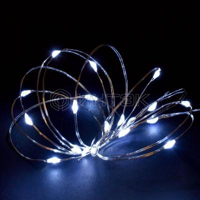 Гирлянда "Роса" 2м 20LED бел. IP20 провод прозр. шнур 0.3м 2AA IEK LGDB500-2-020-02-T-B-20 изображение, фото