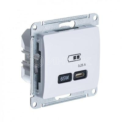 Розетка USB Glossa тип C 65Вт QC PD высокоскор. ЗУ механизм бел. Systeme Electric GSL000127 изображение, фото