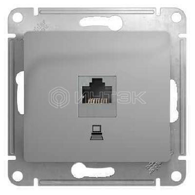 Розетка компьютерная 1-м СП Glossa RJ45 кат.5E механизм алюм.  Systeme Electric GSL000381K изображение, фото