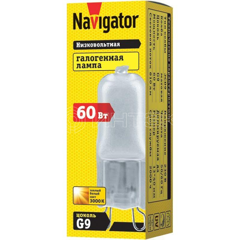 Лампа галогенная 94 233 JCD9 60Вт капсульная G9 3000К 230В frost 2000h Navigator 94233 изображение, фото
