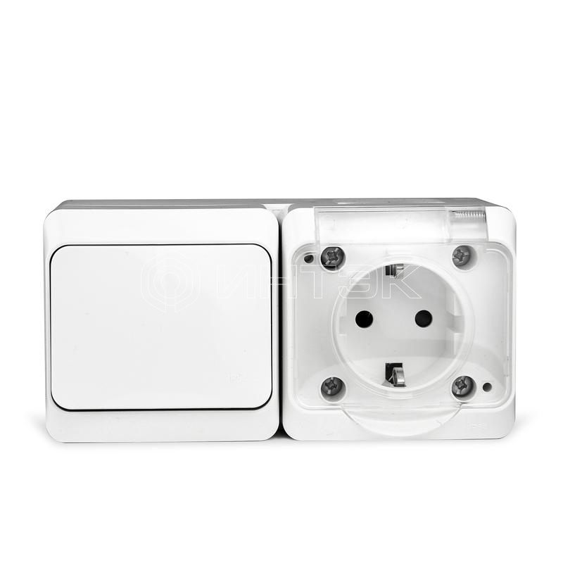 Блок ОП Nix (розетка 16А 250В с заземл. 1-кл. выкл. 10А) IP54 бел. TOKOV ELECTRIC TKE-NX-V1RZ-C01T-IP54 изображение, фото