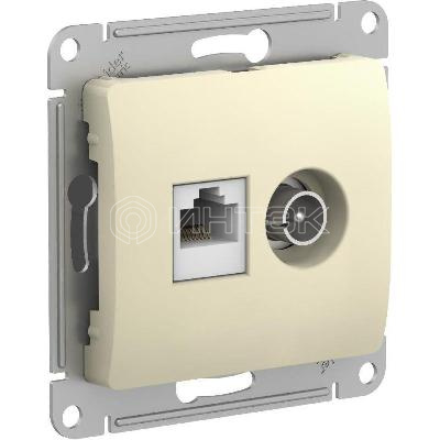 Розетка компьютерная + телевизионная 2-м Glossa RJ45 кат.5E + TV механизм беж.  Systeme Electric GSL000289 изображение, фото