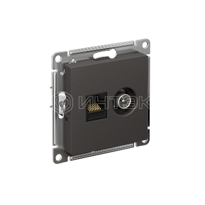Розетка компьютерная + телевизионная 2-м СП AtlasDesign RJ45 кат.5E + TV механизм базальт Systeme Electric ATN001489 изображение, фото