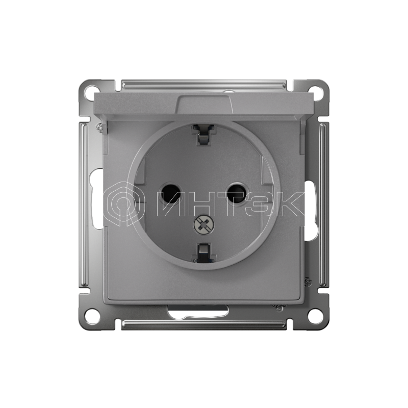 Розетка 1-м СП AtlasDesign 16А IP20 с заземл. защ. шторки с крышкой механизм алюм.  Systeme Electric ATN000346 изображение, фото