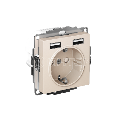 Розетка 1-м СП AtlasDesign 16А IP20 с 2-мя заряд. устройствами USB тип A+A 5В/2.4А 2х5В/1.2А механизм беж. Systeme Electric ATN000230 изображение, фото