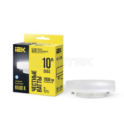 Лампа светодиодная T75 таблетка 10Вт 230В 6500К GX53 IEK LLE-T80-10-230-65-GX53 изображение, фото