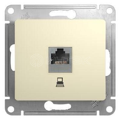 Розетка компьютерная 1-м СП Glossa RJ45 кат.5E механизм беж.  Systeme Electric GSL000281K изображение, фото