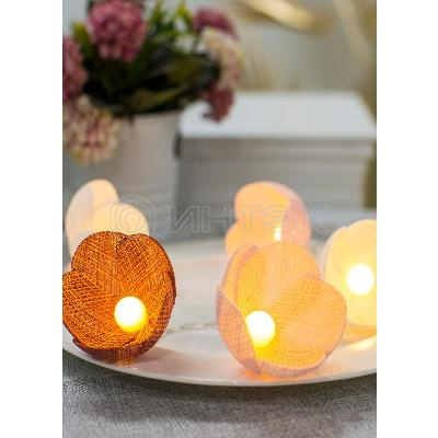 Гирлянда светодиодная "Цветы" красн. гамма 10LED ткань тепл. бел. 1.8+0.3м КОСМОС KOC_GIR-B109 изображение, фото
